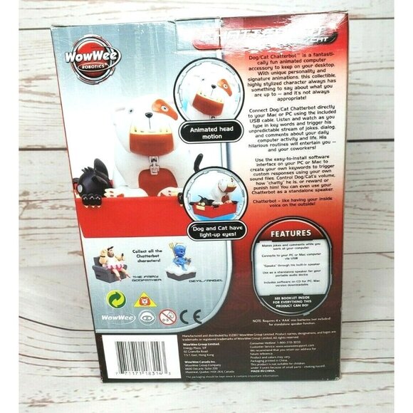 WoW Wee Robotics Chatterbot Cat and Dog Animated Desktop Stand Alone Speaker Des - Picture 9 of 12